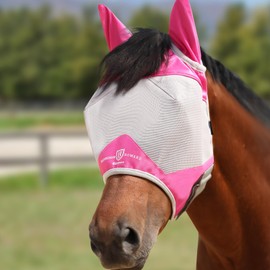 Harrison Howard Half Face Horse Fly Mask UV Protection and Breathable for Equine Use Comfortable Magenta XS