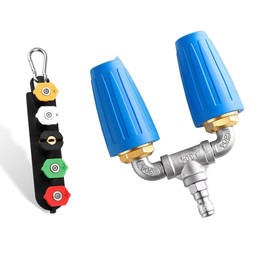Dual Turbo Nozzle Pressure Washer,Power Washer Tips Set,360°Rotating Turbo Nozzle with 1/4" Quick Connector, 2.0 Orifice Twin Turbo Nozzle, 4-6 Gpm, 4000 Psi(Blue)