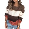Angashion Women's Sweaters Casual Long Sleeve Crewneck Color Block Patchwork