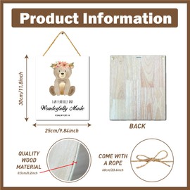 I Am Fearfully And Wonderfully Made Psalm 139:14 Children Wall Hanging,Bible Verse Wooden Hanging Signs For Nursery Christian Kids Room Classroom Bedroom Sunday School Home Wall Decor