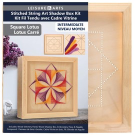 Wood Stitched String Art Kit with Shadow Box Square Lotus - Adult Or Kids Craft - Craft Kits for Teens String Art Kit for Adults 3D 3D Kids 10.75"