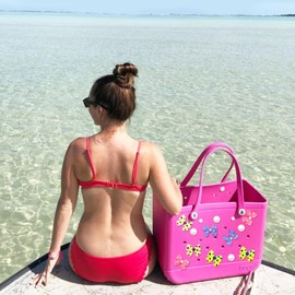 HMGES 12pcs Bow & Pearl Charms for Bogg Bag – Includes 8 Bows + 4 Pearls, Cute Decorative Insert Accessories for Girls’ Rubber Beach Totes – Fits Most Brands & Sizes