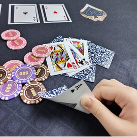 Luckin Sports 108 X 56 Inches Texas Hold'em Professional 10 Players Poker and Gambling Tablecloth, 100% Durable Fabric Felt, Dustproof and Waterproof, Washable and Ironable (Grey)