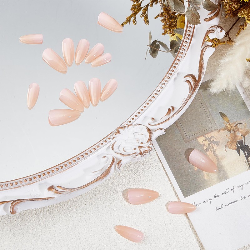 NICENEEDED 24PCS Press on Nails Medium Almond, Spring Summer Fake
