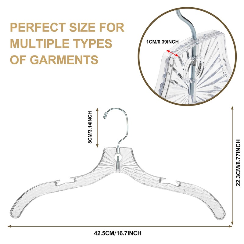 Quality Clear Plastic Hangers 24 Pack - Crystal Cut for