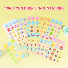 XZMeiLun Children Day Plant Theme Design Kid Nail Stickers Full Nail Wraps, Contains A Variety of Animal Patterns，No UV lamp is Required, Self Adhesive Nails Strips for Girls, 10Sheets 180Pcs