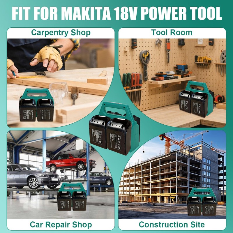 Bozdyru 4-Slot Battery Holder for Makita 18V & 14.4V