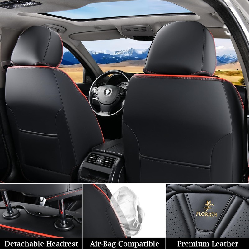 FLORICH Seat Covers for Cars, Waterproof Seat Covers, Leather Car