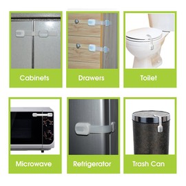 W-Plus Multi Use Adjustable Child Safety Strap Latches Locks, 8 Count