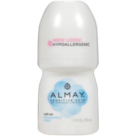 Almay Anti-Perspirant& Deodorant, Sensitive Skin, Roll-On, Fragrance Free 1.7 oz (Pack of 4)