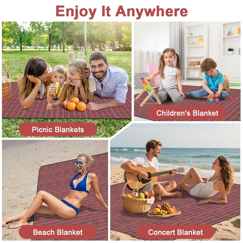 Alaoo Picnic Blanket,Extra Large Waterproof Picnic Mat with Carrying Handle