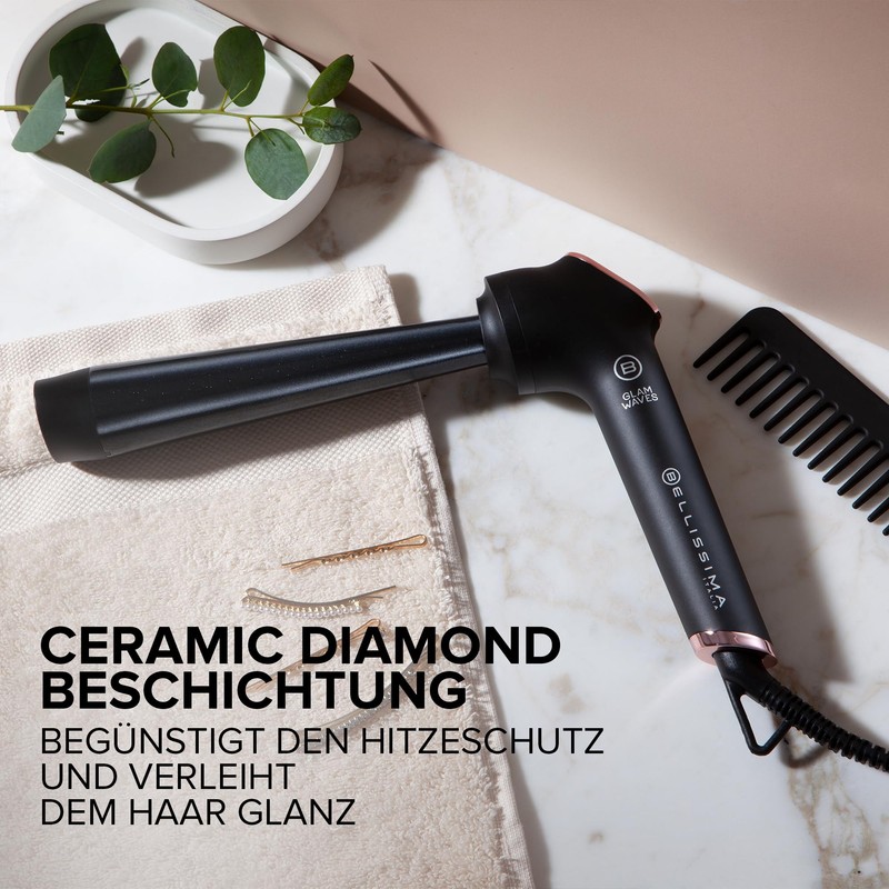 Bellissima Glam Waves, Lockenstab, konische Form, Display, 5 Temperaturen, Diamon-Keramik-