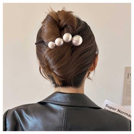 Xduargs Vintage Pearl French Barrette Large Pearl Twist Hair Pins Non-slip Twist Headpiece Headdress Decorative Hair Accessories for Women