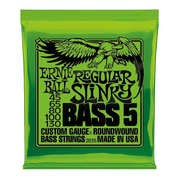 ERNIE BALL 2836 Base Strings, 5 Strings, 45-130, 5-STRING REGULAR SLINKY BASS, Regular Slinky Base