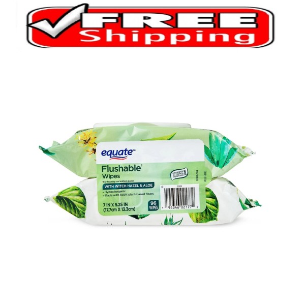 Equate Witch Hazel and Aloe Scent Flushable Wipes, 2 Flip-Top