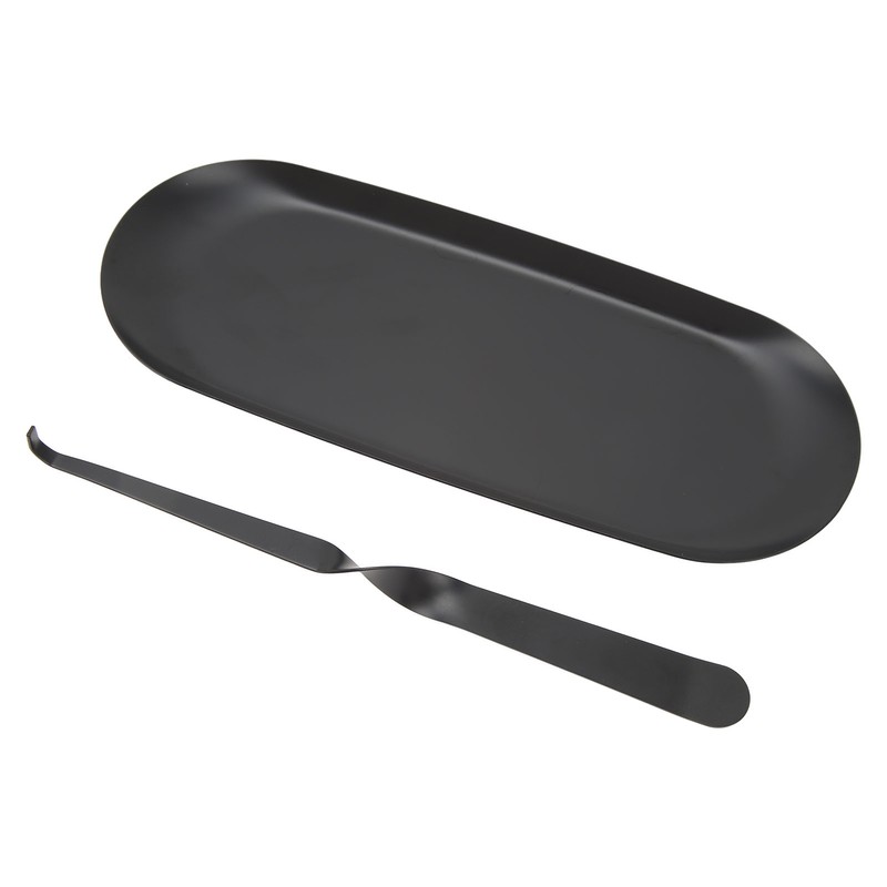 Candle Holder Tray with Wick Dipper Decorative Oval Shape Mattee