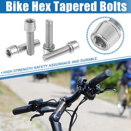 A ABSOPRO Tapered Bolts Screws for MTB Bike Bicycle Stem Durable M5x20mm Socket Head Cap Bolts Screws Nuts Steel Silver Tone (Set of 10)