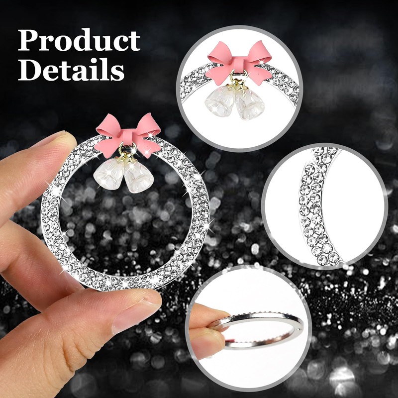 Hovom Cute Bow Bling Car Push Start Button Decoration Ring,