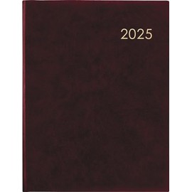 Zettler - Weekly Book 2025 Bordeaux, 21 x 26.5 cm, Pocket Planner with 128 Pages in Padded Cover, Corner Perforation and Thread Sealing, Moon Phases, Weekly Overview and International Calendar