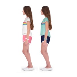 Hind 4 piezas de pantalones cortos deportivos y camisetas de entrenamiento, ropa de entrenamiento para niñas (azul-blanco, 6X)