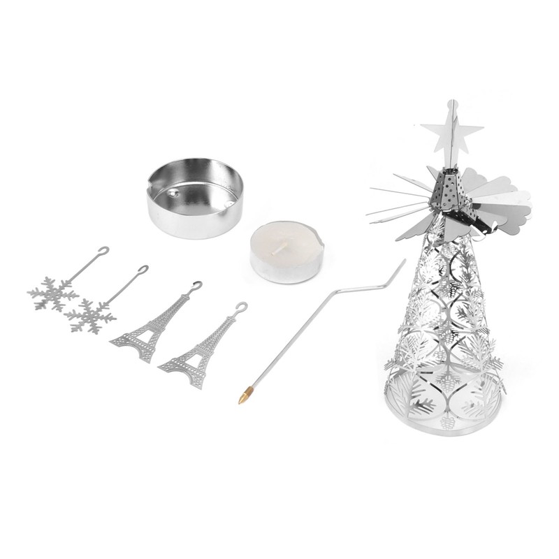 Christmas Tree Carousel Spinning Candle Holder Stainless Steel Rotary Tree