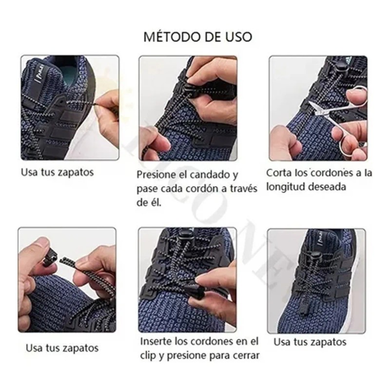 Ajustable Elasticas Deporte Cordones Niños Y Adultos 4 Pzas Negro/gris/blanco/verde