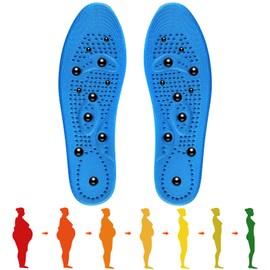 Moorstdel Magnetische Einlegesohlen,Einlegesohle kann frei geschnitten werden, Magnetischen Akupressur Einlegesohlen für Männer und Frauen, Bequemeund Atmungsaktive（Blau, Größen: 35-40）