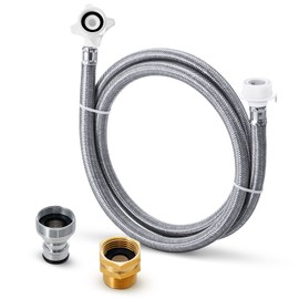 Stainless Steel Washing Machine Hose With Quick Connect，Portable Water Inlet Connection and Supply Line, (90 Degree Elbow)