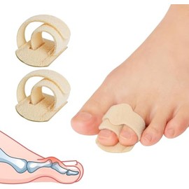Hammer Toe Correction Splint - Set of 2 Toe Straighteners & Bandage for Men and Women - Soft Toe Separators for Relief from Hammer Toe, Broken Toes & Overlapping Toes - Beige