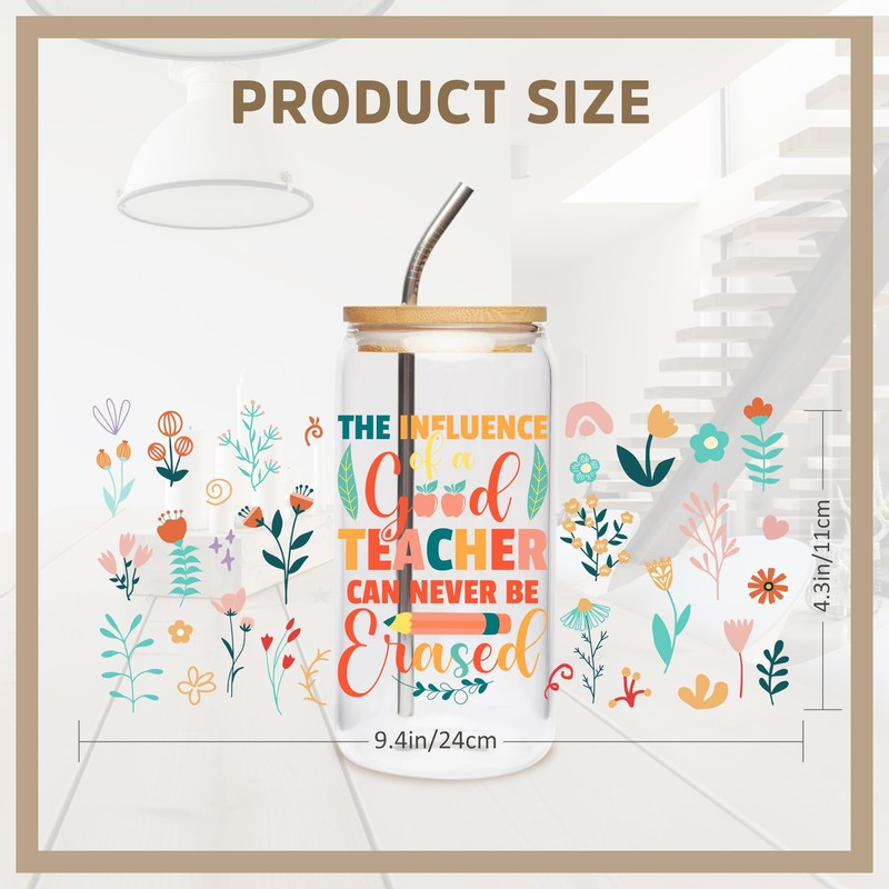 UV DTF Cup Wraps Transfer - 8 Sheets Boho Teacher