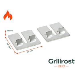 Grillrost.com Das Original Adapter Clips Suitable for Weber Q100/Q200 Grills - For Use with Two-Part Grates - Stainless Steel