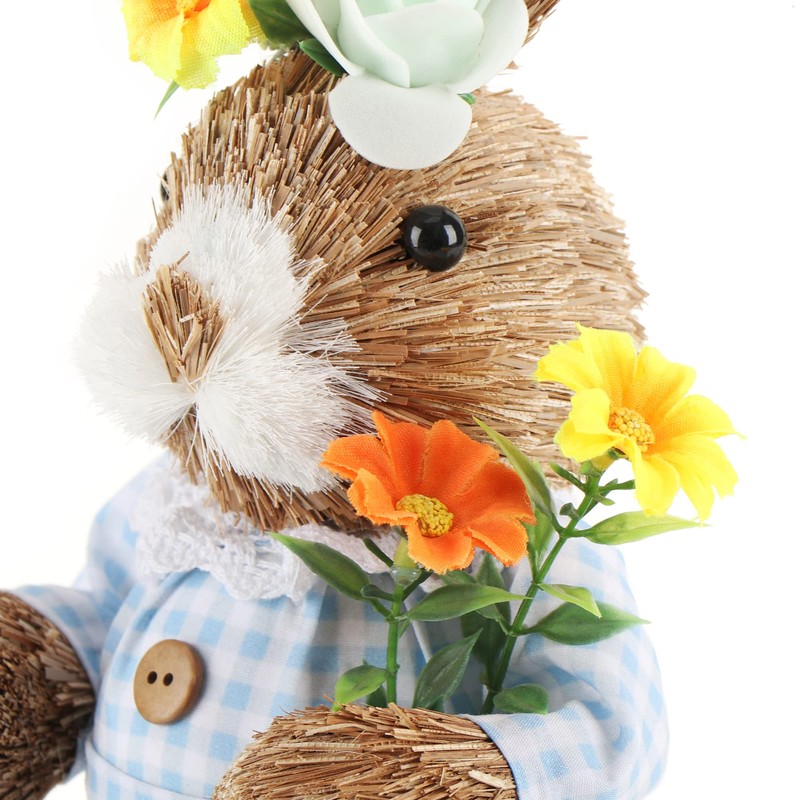 com-four® 2 x Handmade Straw Easter Bunny - Decorative Easter