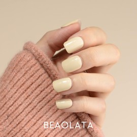 Beaolata Nail Polish Strips, 32PCS Salon Quality Wraps, Long Lasting Gel Nail Stickers for Women Easy Apply& Remove (Nude Light Beige)