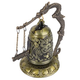 Bell Bronze Lock Decoration Vintage Small Carved Bronze Dragon Lock Bell Arts & Crafts Collectibles Ornaments Desk Decor