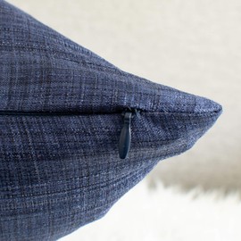 The White Petals Dark Blue Throw Pillow Cover - (18x18 inch) | Decorative, Washable Cushion Covers for Couch, Sofa, Bedroom, Living Room - Pack of 2