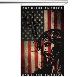 Bozidol God Bless America Flag, Christian Jesus Cross American Flags for Outside 3x5 ft, Double Sided, Perfect for Easter Patriotic House Garden Yard Outdoor Decorations Banner