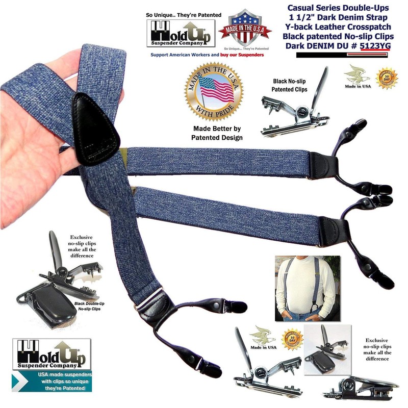Tirantes de doble clip con doble clip, color azul oscuro,