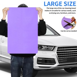 HEALLILY Premium Shammy Towel for Car Drying 2pk(26”X17”) Super Absorbent Chamois Dust Remove, No Scratch/Spot/Streak Shammy Cloth for Car Reusable Car Drying Towel Blue & Purple