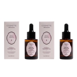 Cosmette Sweet Plum Vitamin C Facial Oil With Grape Seed, Almond, Coconut & Castor Oils, Hydrating Daily Face Oil to Support & Protect Skin Health, Plant Based Skin Care, Vegan, 1 FL Oz (2 Pack)