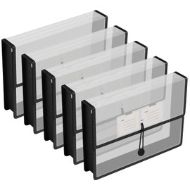 FYY A4 Document Folder, A4 Document Case, Plastic File Holder with Cover, Waterproof Folder with Snap Button, Transparent Pocket, Sticky Documents for Office, School, Home, Set of 5