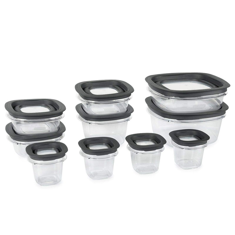 Rubbermaid Premier Crystal Clear Stain Resistant 20 Piece Set Grey