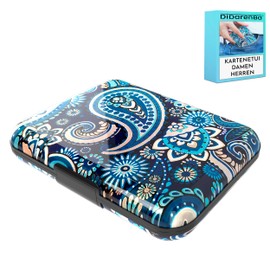 Card Holder for Men and Women, Aluminium with RFID Locking System, Anti-Fraud, Non-Contact Large Capacity, Paisley