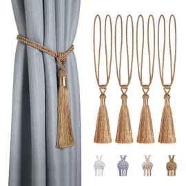 Dalababa Pack of 4 Curtain Holders, Tiebacks, Curtain Holders, Polyester Cotton Rope with Tassel, Curtain Tiebacks, Decorative Window, Plain Curtains Accessories, Yellow