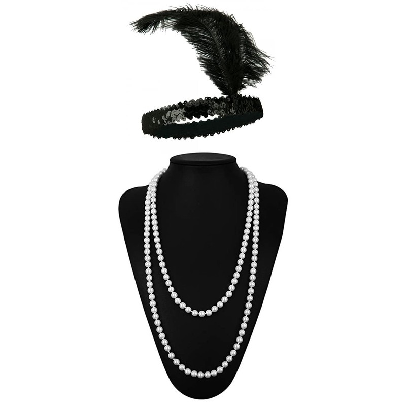 Leadtex Women's 1920s Fringed Flapper Dresses Costume Dress with Feather