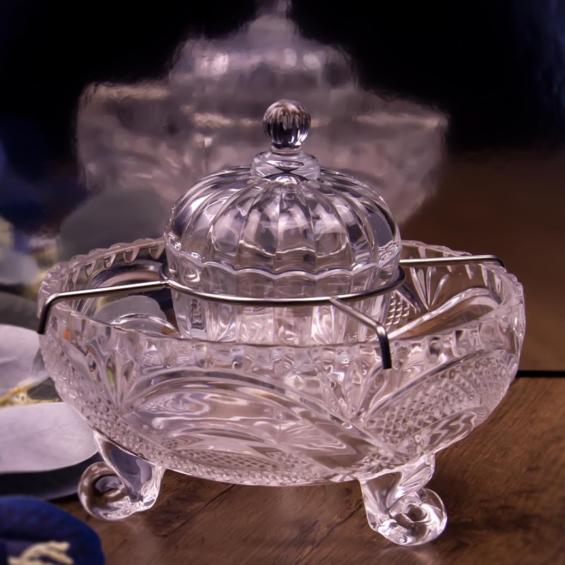 DUEBEL Caviar Serving Set, 1 Glass Divided Serving Bowl Set