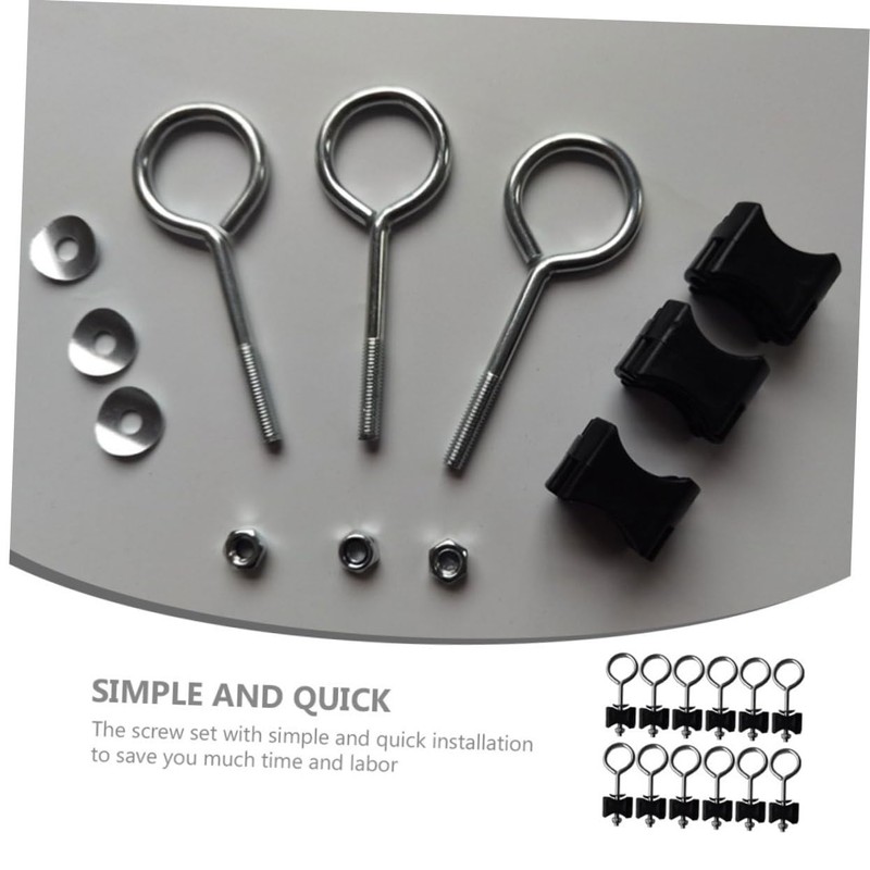 Mikinona 12 Sets Trampoline Fixing Screws Galvanized Steel Replacement Parts