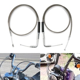 2025 New 2-Pack 42" 56579-02A Stainless Steel Throttle and Idle Cable Set for 1999-2017 Harley-Davidson FXD (Fitment Notes: Except FXDWG)