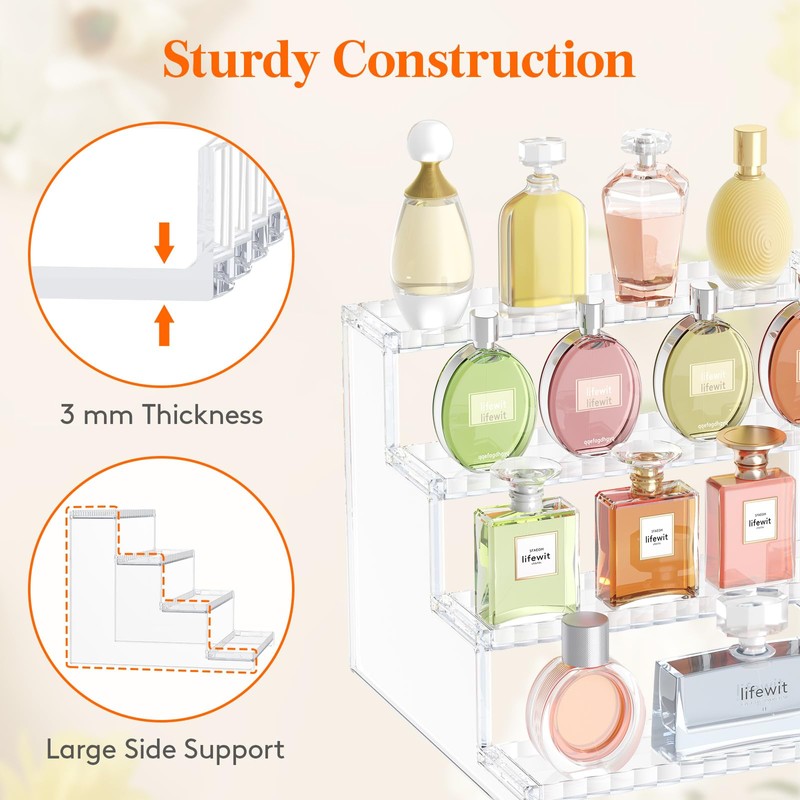 Lifewit 4 Tier Clear Display Riser Stand with Decorative Secure