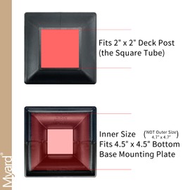 Myard Interlocking Post Cover Skirt Shoe for 2x2 Inch Post with 4.5x4.5 Inches Base Mounting Plate - Fast Install on Feet of Porch, Stair Handrail, Railing, Fence (2-Pack, White)