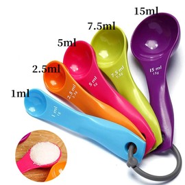 BZKSER Measuring Spoons Set - 5 Colour Measuring Spoons with Different Capacities, Measuring Spoons, Plastic Measuring Spoons for Liquid and Powder Measuring Devices
